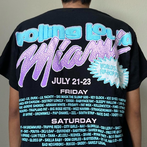 Rolling Loud Miami x Culture Kings Tour Graphics Black Tee Shirt - Picture 2 of 6